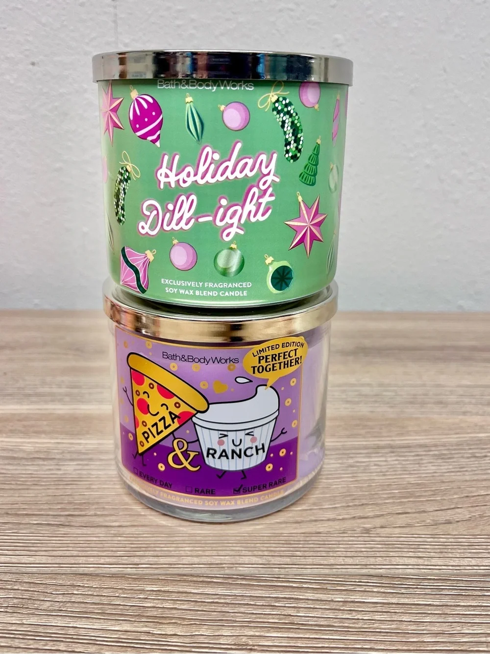 New Set of 2 Bath And Body Works Pizza And Ranch Holiday Dill-ight Candles
